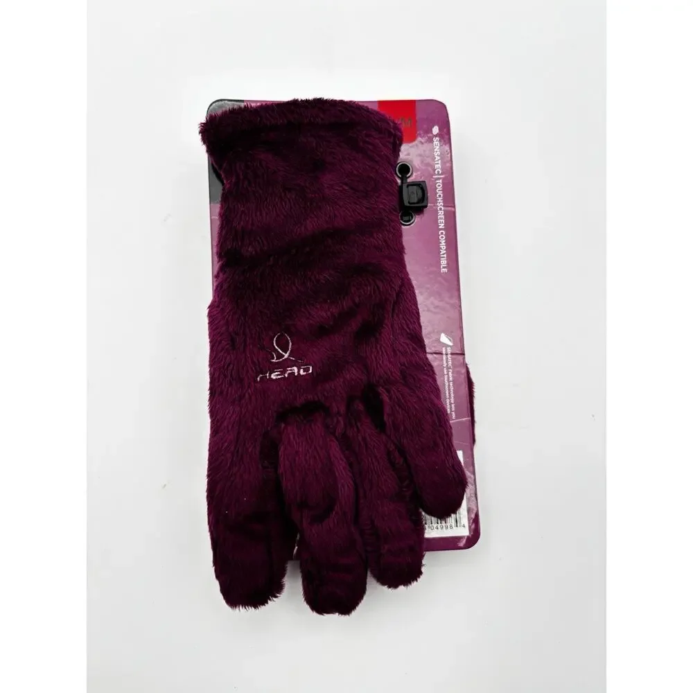 New. Head Sensatec Gloves Purple Medium Women's Faux Fur With Grip New With Tags